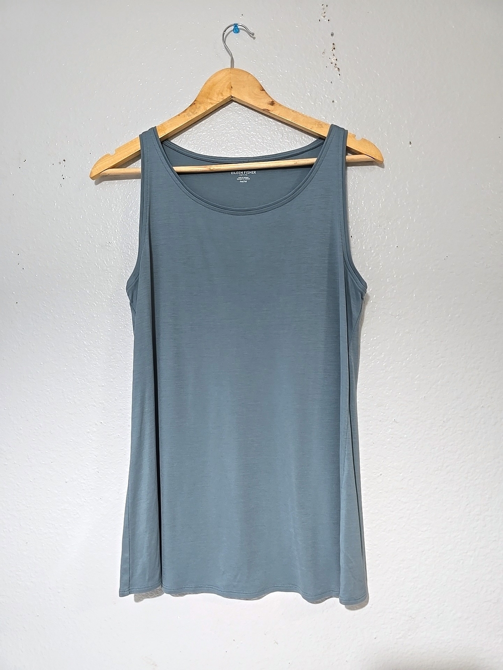Eileen Fisher Steel Blue Scoop Neck Sleeveless Tank